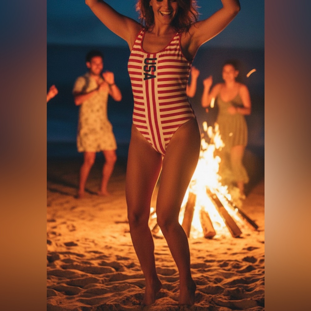 NWT Lml isaac morris body suit L bikini‎ beach stripes casual boho sexy